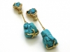 Gold and Turquoise Drop Earrings, circa 1960. signed-4